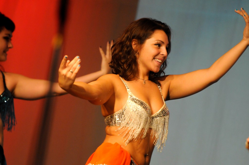 The belly dancing team is made up of students from all walks of life and are hired to perform at many school events. (Photo by Frank Posillico)